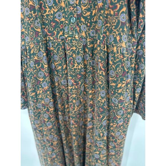 Vintage LL Bean Long Sleeve Maxi Dress XL Floral Cottagecore Cotton Boho Grandma - Picture 3 of 7